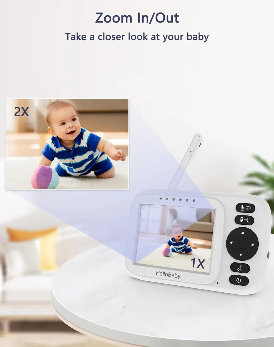 HelloBaby Video Baby Monitor with 2 Cameras & 3.2" Screen | No WiFi, 1000ft Range, Night Vision, Two-Way Talk - view 6
