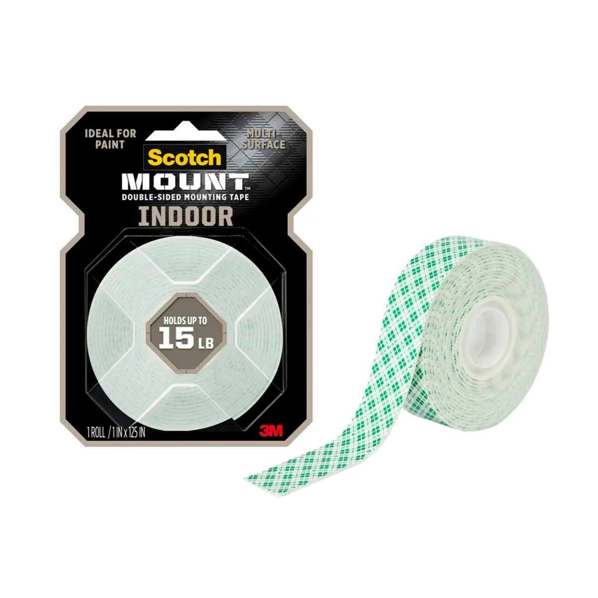 Scotch-Mount White Double-Sided Mounting Tape 25.4 mm x 3.18 m (1 in x 125 in) | 3M Industrial Strength Adhesive - main product image