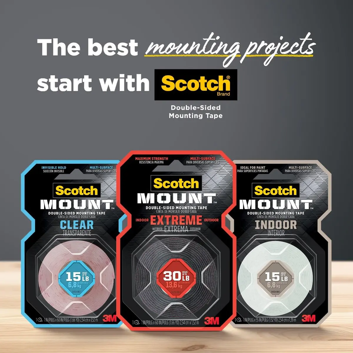 Scotch-Mount White Double-Sided Mounting Tape 25.4 mm x 3.18 m (1 in x 125 in) | 3M Industrial Strength Adhesive - view 9