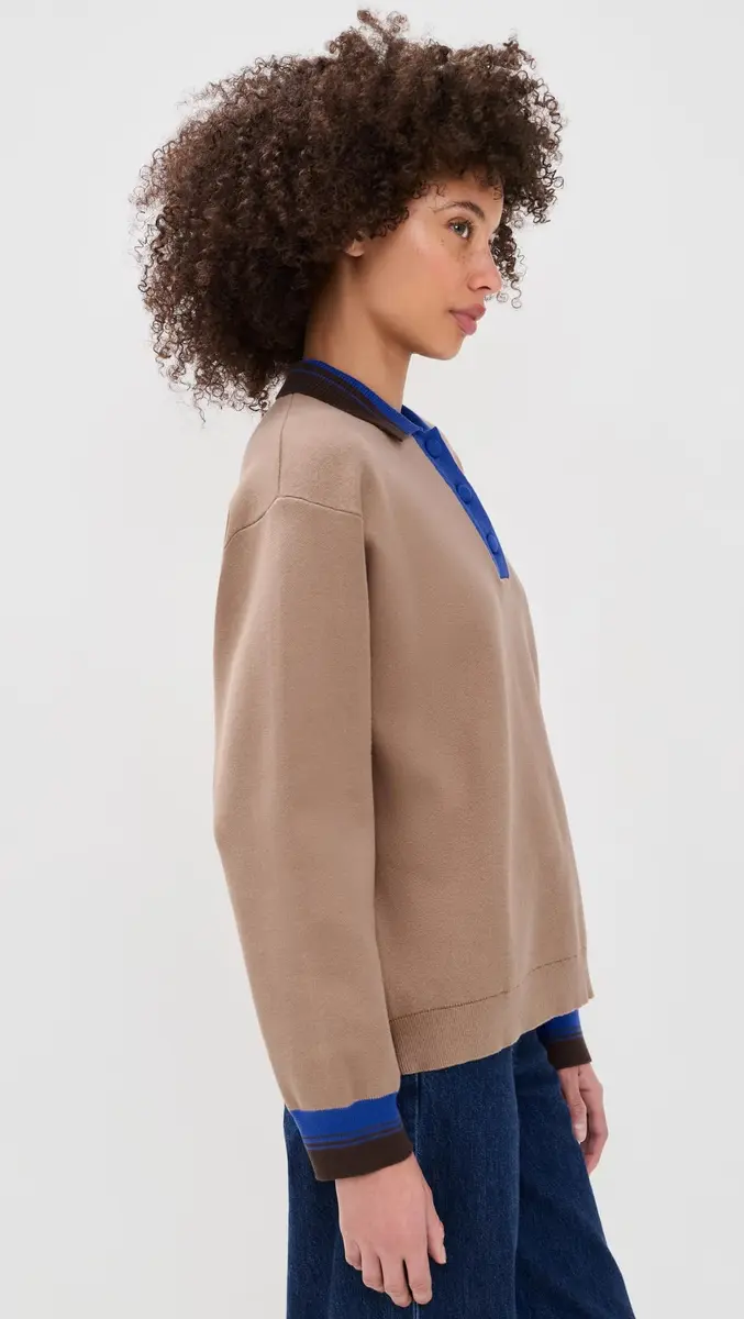 BAUM UND PFERDGARTEN Women's Chira Pullover XXS | Polo-Style Milano Knit, Loose Fit, Drop Shoulders - view 4
