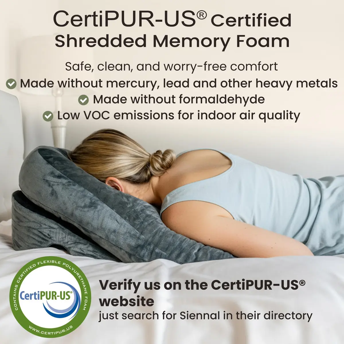 Siennal Face Down Pillow for Eye Surgery Recovery - CertiPUR-US® Shredded Memory Foam | Face Down Support for Vitrectomy & Retinal Surgery - view 4
