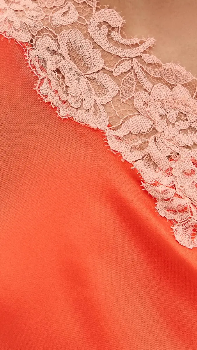 ALC Lou Dress Vivid Orange/Pale Blush | One-Shoulder Midi with Lace, Size 0 - view 6