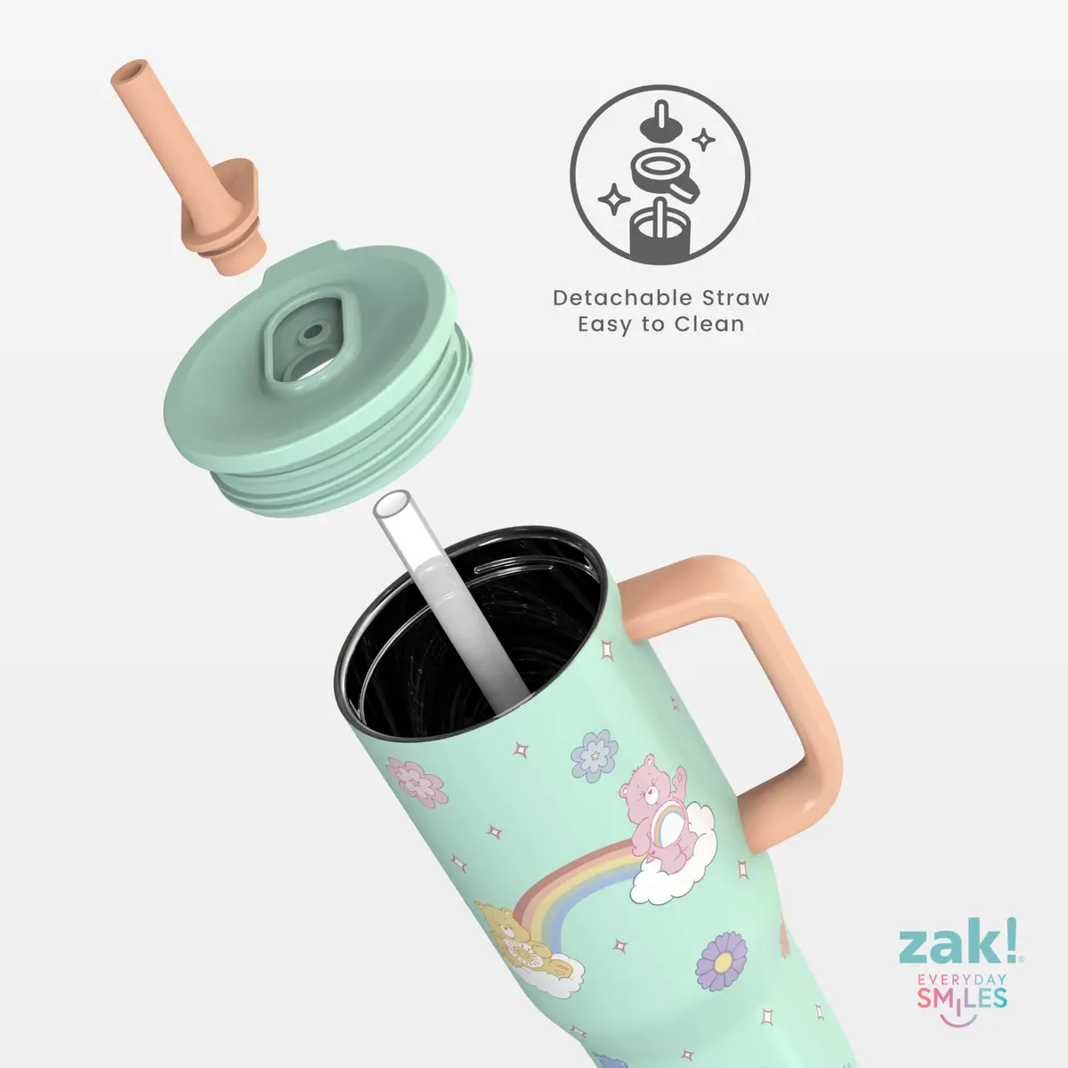 Zak Designs Care Bears 30oz Spill-Proof Insulated Stainless Steel Tumbler | Fun Cartoon Art, Keeps Drinks Cold, Travel Ready - view 4