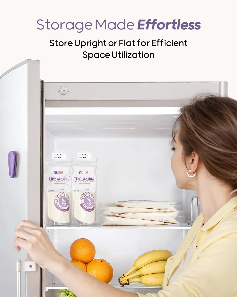 Nuliie Temp-Sensing Breastmilk Storage Bags 100 Count | 180ml (6oz) Freezer Safe Bags with Locking Clip & Pour Spout - view 6