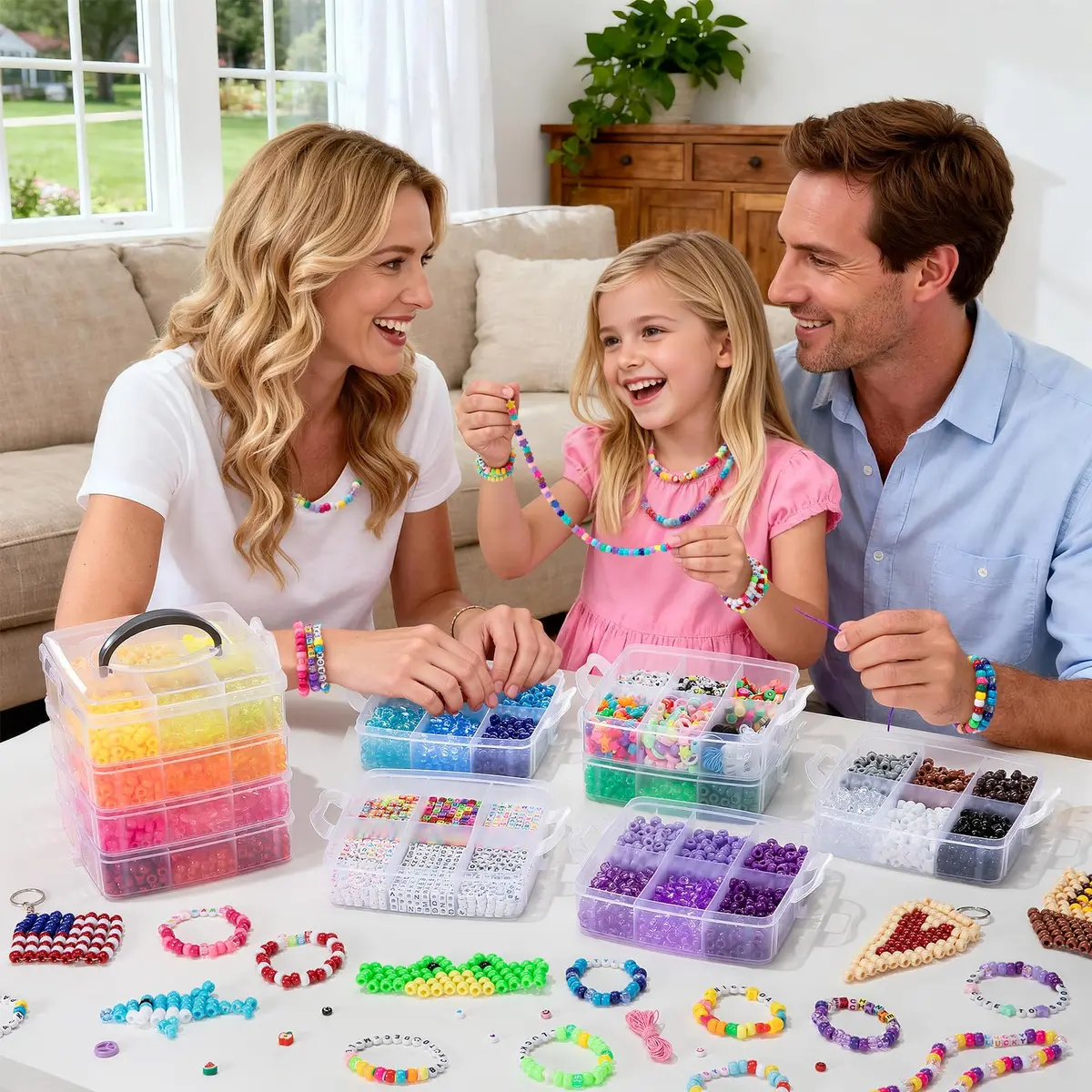 Simetufy Pony Beads Bracelet Kit 12000Pcs 48 Colors | Large Rainbow Bead Set for Kids & Crafts - view 7