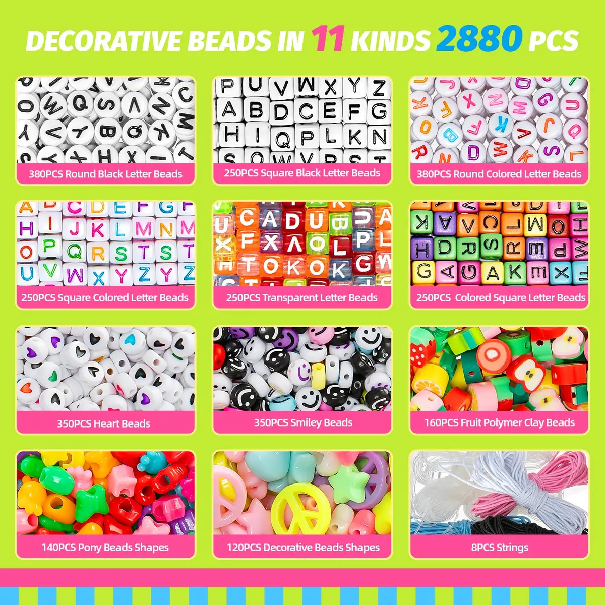 Simetufy Pony Beads Bracelet Kit 12000Pcs 48 Colors | Large Rainbow Bead Set for Kids & Crafts - view 4