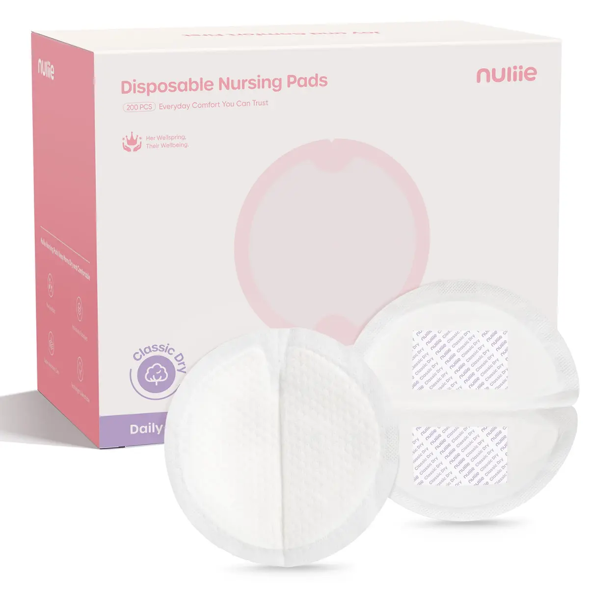 Nuliie Super Absorbent & Featherlight Disposable Nursing Pads 200 Count | Stay Dry, Soft & Breathable Breast Pads for Leaking Milk - main product image