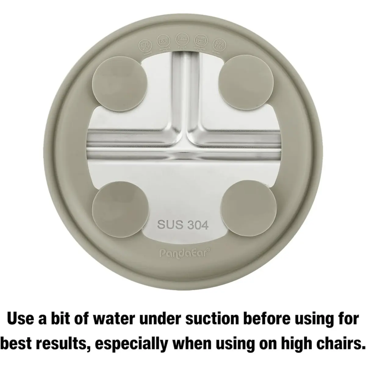 PandaEar 3 Pack Stainless Steel Baby Suction Plates | Divided Toddler Plate for Baby Led Weaning, Non-Slip, Dishwasher Safe (Linen/Brown/Tan) - view 7