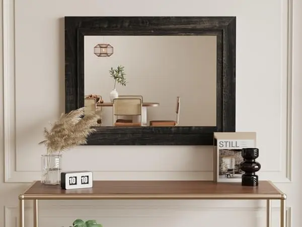 ALBAD Rustic Wall-Mounted Vanity Mirror 26"L x 18"W | Farmhouse Style, Durable MDF, Moisture-Resistant - view 7