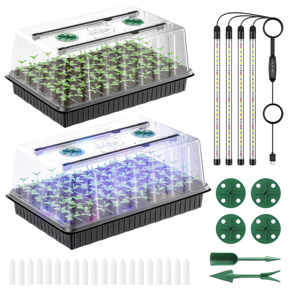 Pawfly Seed Starter Trays 80 Cells | Reusable Germination Kit with Grow Light & Humidity Dome - main product image