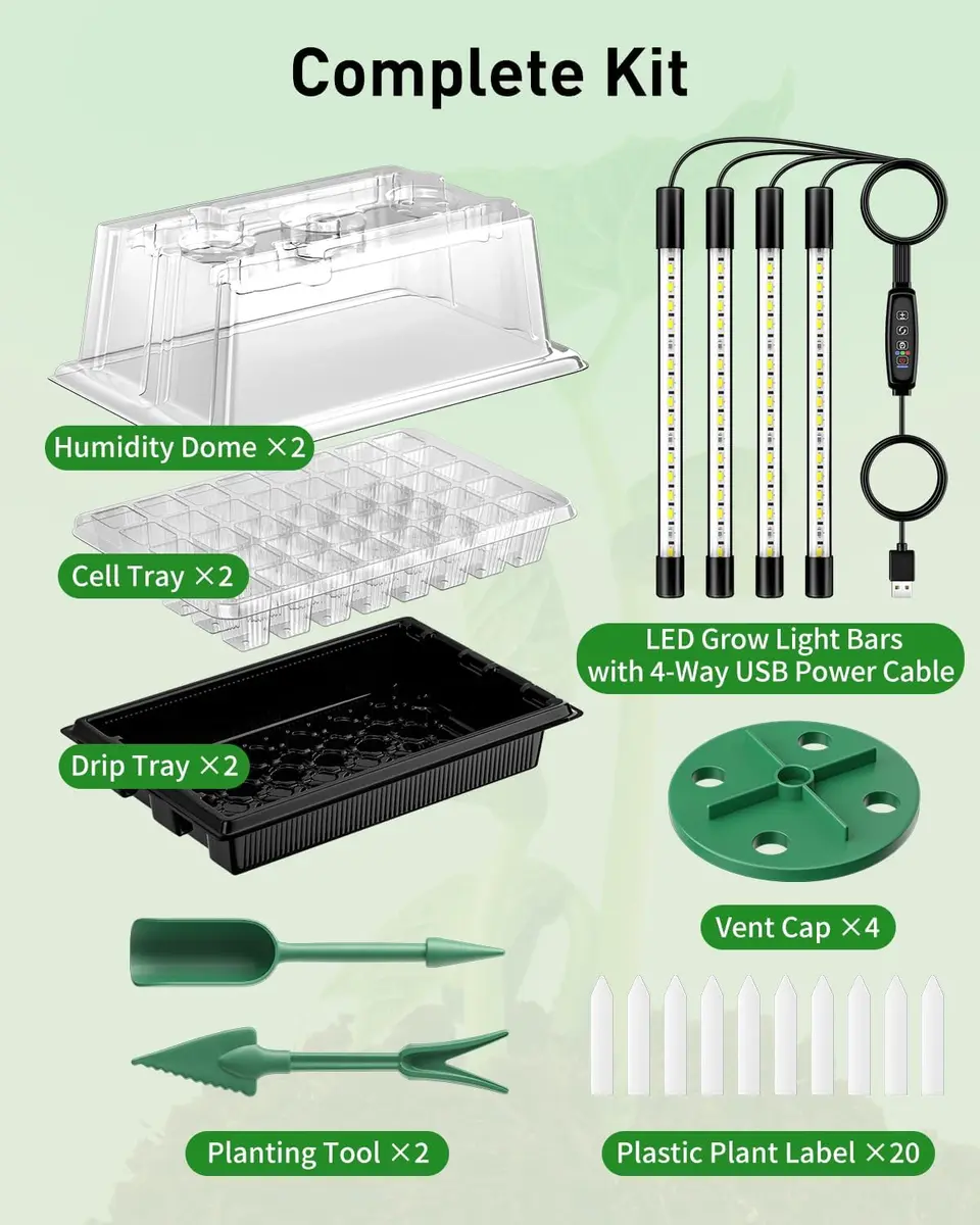Pawfly Seed Starter Trays 80 Cells | Reusable Germination Kit with Grow Light & Humidity Dome - view 7