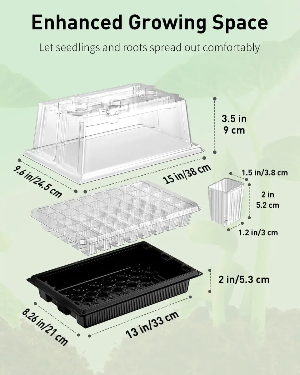 Pawfly Seed Starter Trays 80 Cells | Reusable Germination Kit with Grow Light & Humidity Dome - view 2