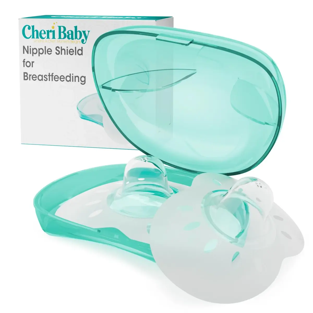 Cheri Baby Nipple Shield for Breastfeeding Difficulty, 20mm M Size, 2-Pair Pack | Soft Food Grade Silicone - main product image