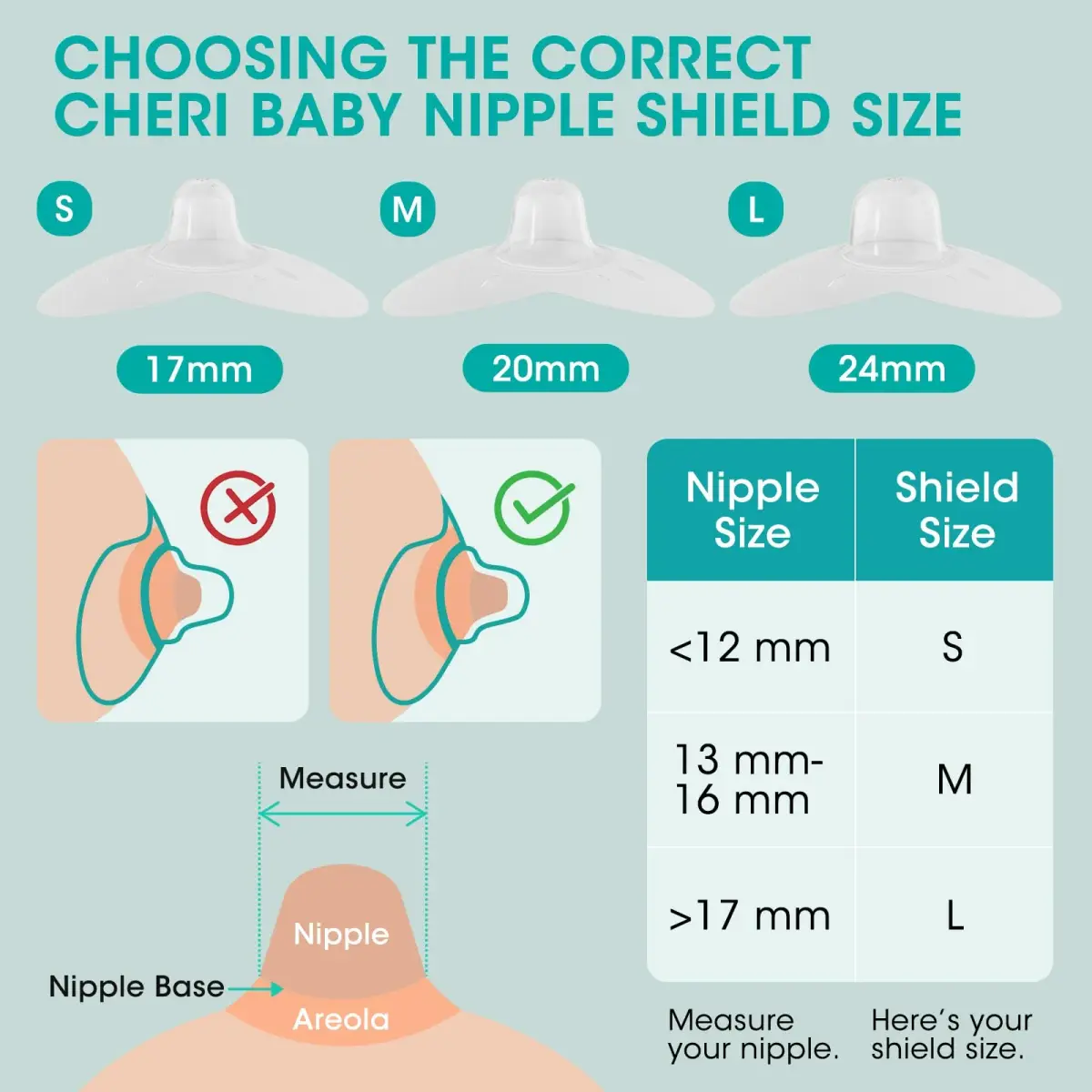 Cheri Baby Nipple Shield for Breastfeeding Difficulty, 20mm M Size, 2-Pair Pack | Soft Food Grade Silicone - view 5