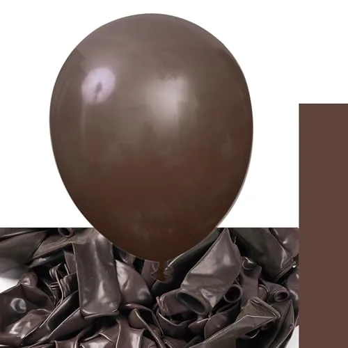 PartyWoo Dark Brown Balloons 101pcs 12 Inch Boho Coffee Neutral Fall Latex Helium Balloons - main product image