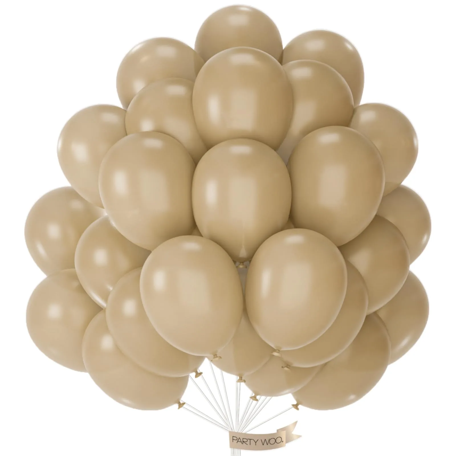 PartyWoo Light Brown Balloons 101 pcs 12 Inch Nude Neutral Boho Tan Latex Helium Balloons | Assorted Colors Balloon Value Pack - main product image