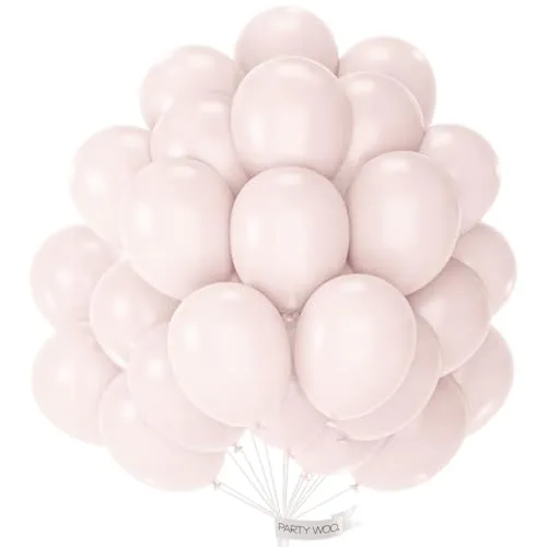 PartyWoo Beige Balloons 100pcs 12 Inch Boho Cream Ivory Neutral White Latex Balloons | Assorted Colors Balloon - main product image