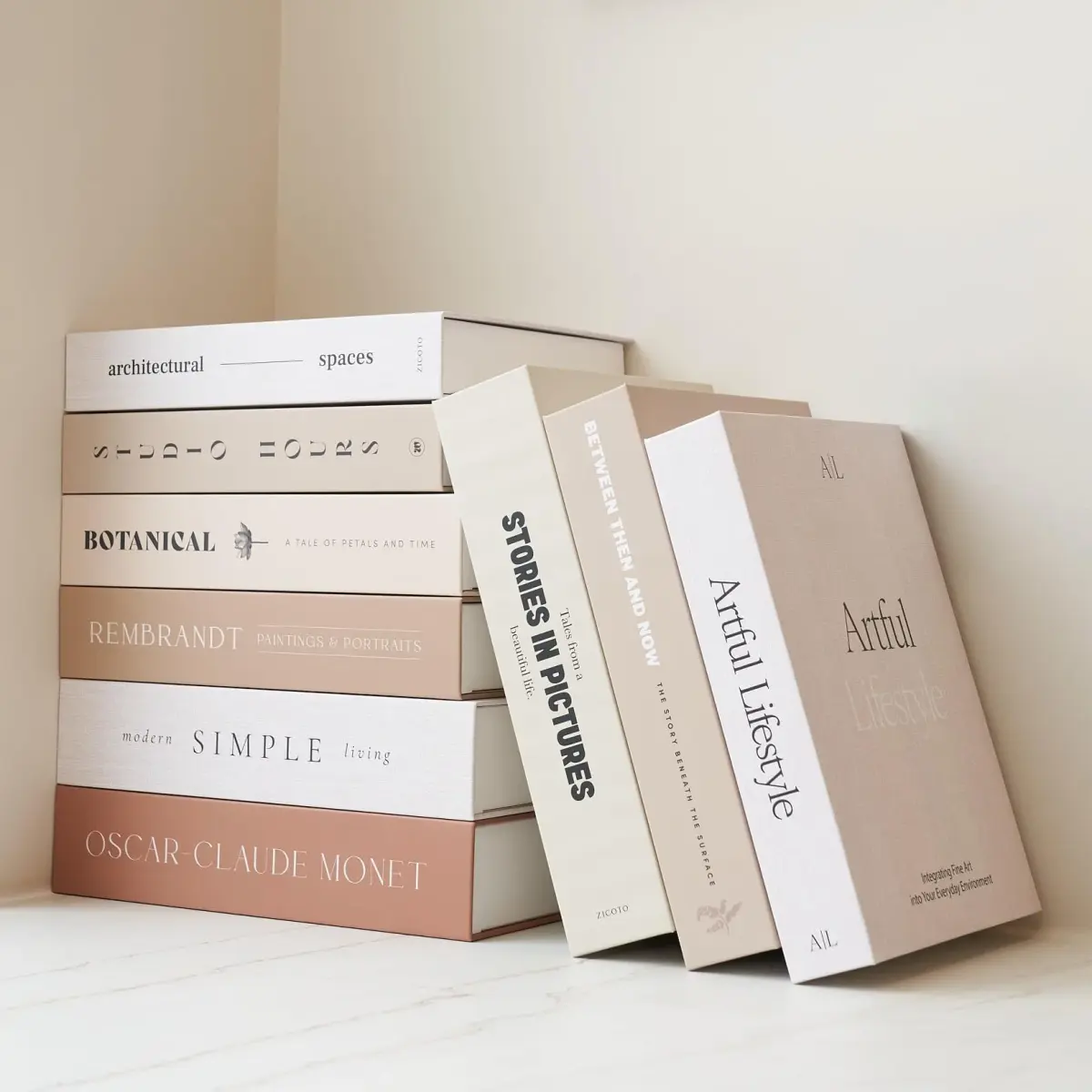 ZICOTO Decorative Books Set of 9 | 24cm (9.37in) Length | Faux Books for Coffee Table Decor - main product image