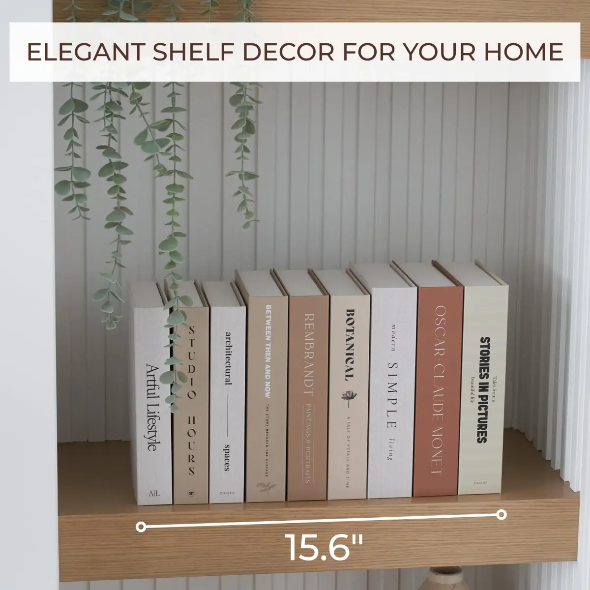 ZICOTO Decorative Books Set of 9 | 24cm (9.37in) Length | Faux Books for Coffee Table Decor - view 7