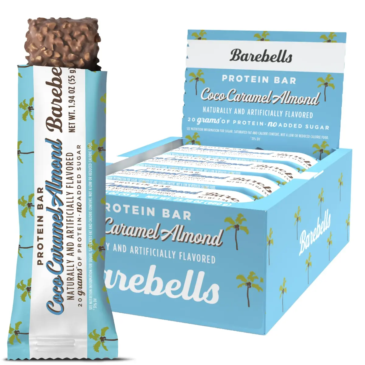 BAREBELLS Coconut Caramel Almond Protein Bars 12 Count (20g Protein) | Delicious Low Sugar Snack - main product image