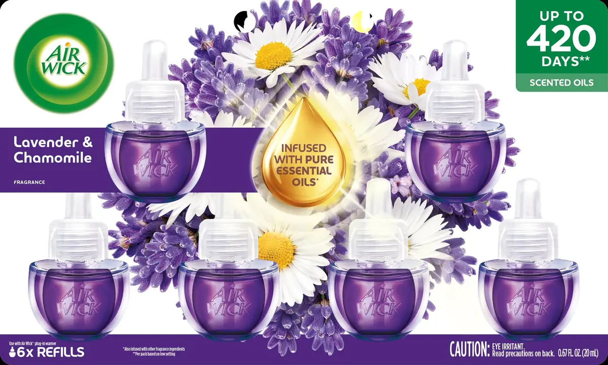 Air Wick Plug-In Scented Oil Refills, 6 Count, Lavender & Chamomile, 120ml (4.02 Fl Oz) | Natural Essential Oils - view 2