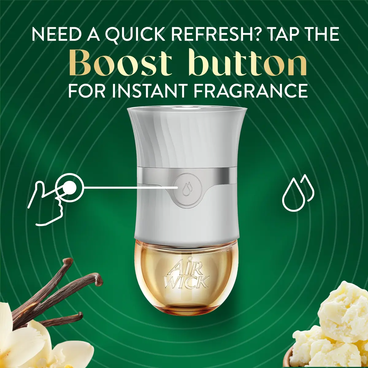 Air Wick Vibrant Plug In Scented Oil Refills Sweet Vanilla & Shea Butter 2.69ml (0.67 Fl Oz) 4-Pack | Infused with 2x More Essential Oils - view 8