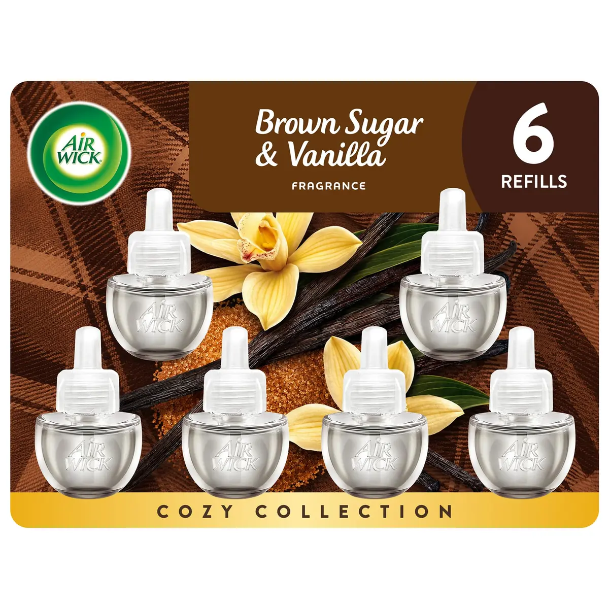 Air Wick Plug-In Scented Oil Refills Brown Sugar and Vanilla 6 Count (120ml / 4.02 Fl Oz) | Long-Lasting Fragrance - main product image