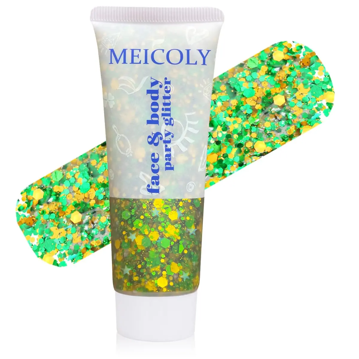 MEICOLY Green and Gold Body Glitter | 50ml (1.76 OZ) Sparkle for Festivals - main product image