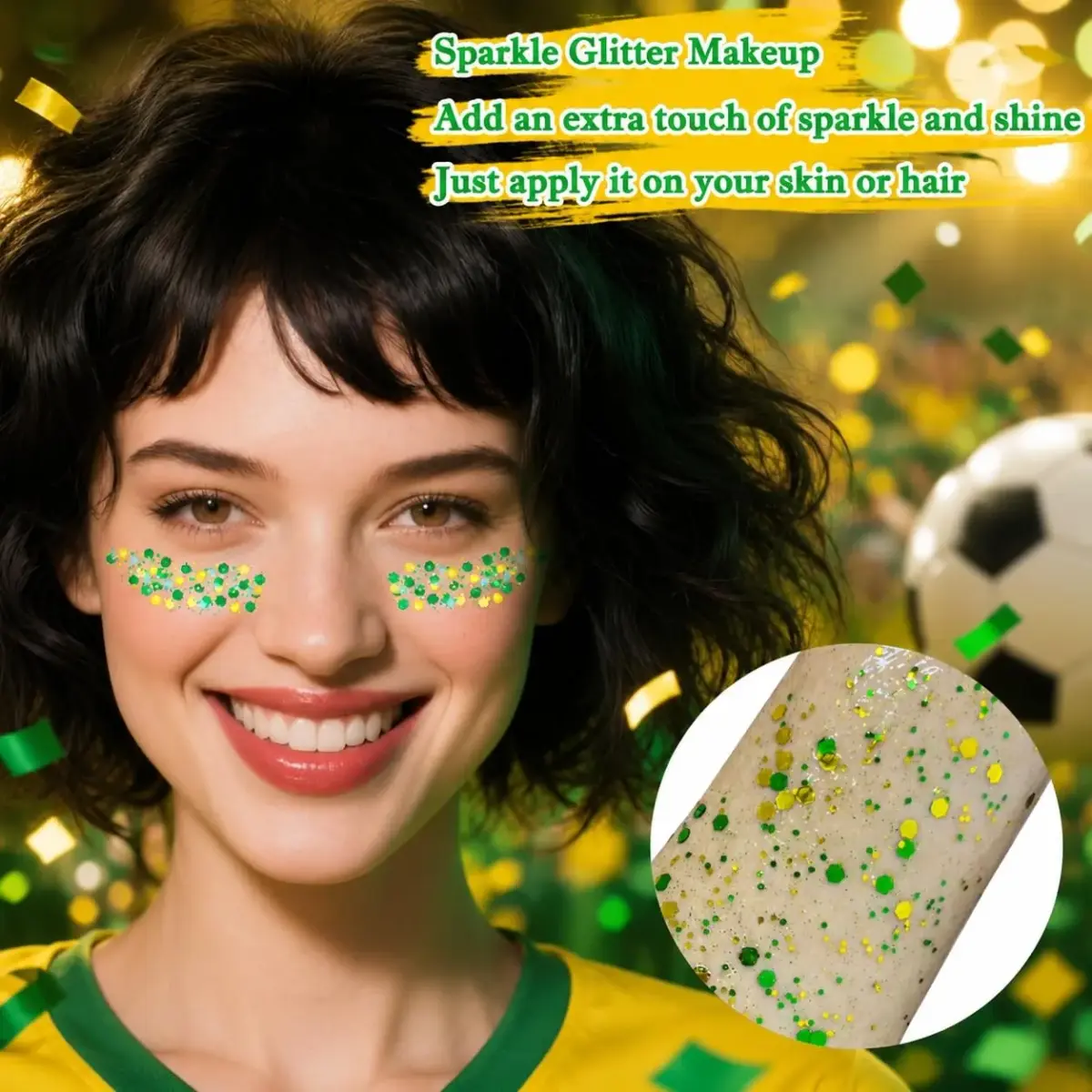 MEICOLY Green and Gold Body Glitter | 50ml (1.76 OZ) Sparkle for Festivals - view 6