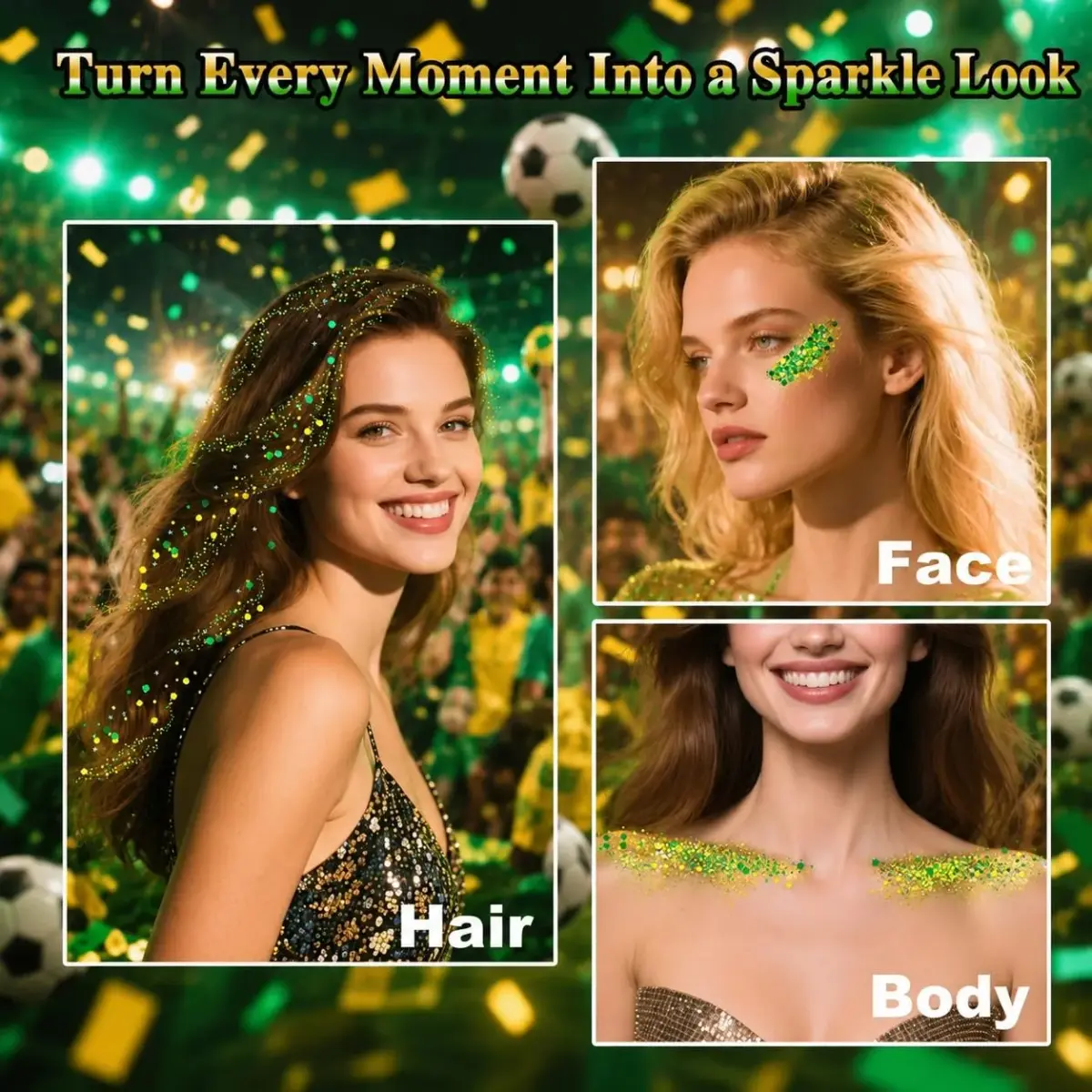 MEICOLY Green and Gold Body Glitter | 50ml (1.76 OZ) Sparkle for Festivals - view 3
