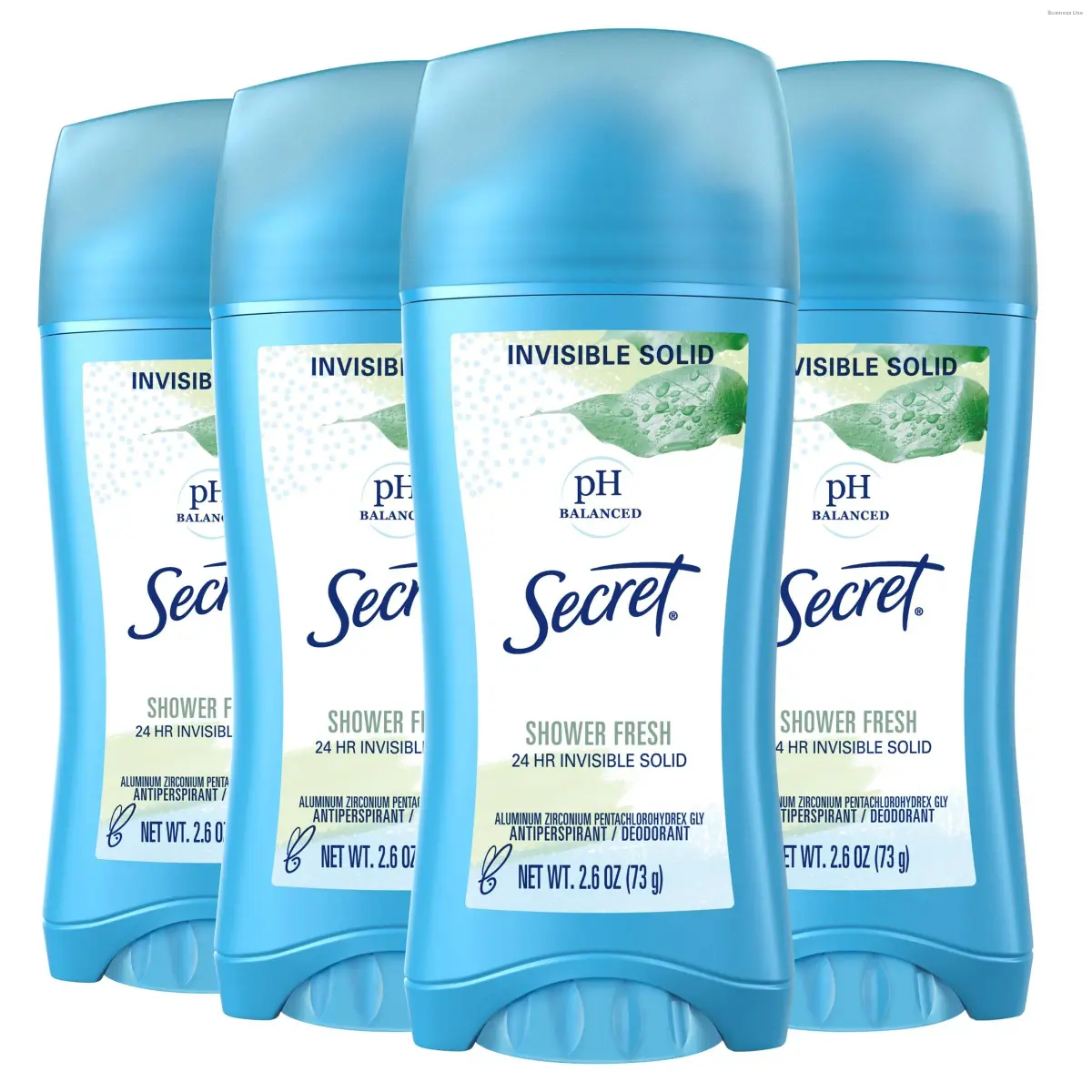 Secret Invisible Solid Antiperspirant Deodorant for Women, Shower Fresh, 2.6 oz (Pack of 4) | 24hr Sweat & Odor Protection - main product image