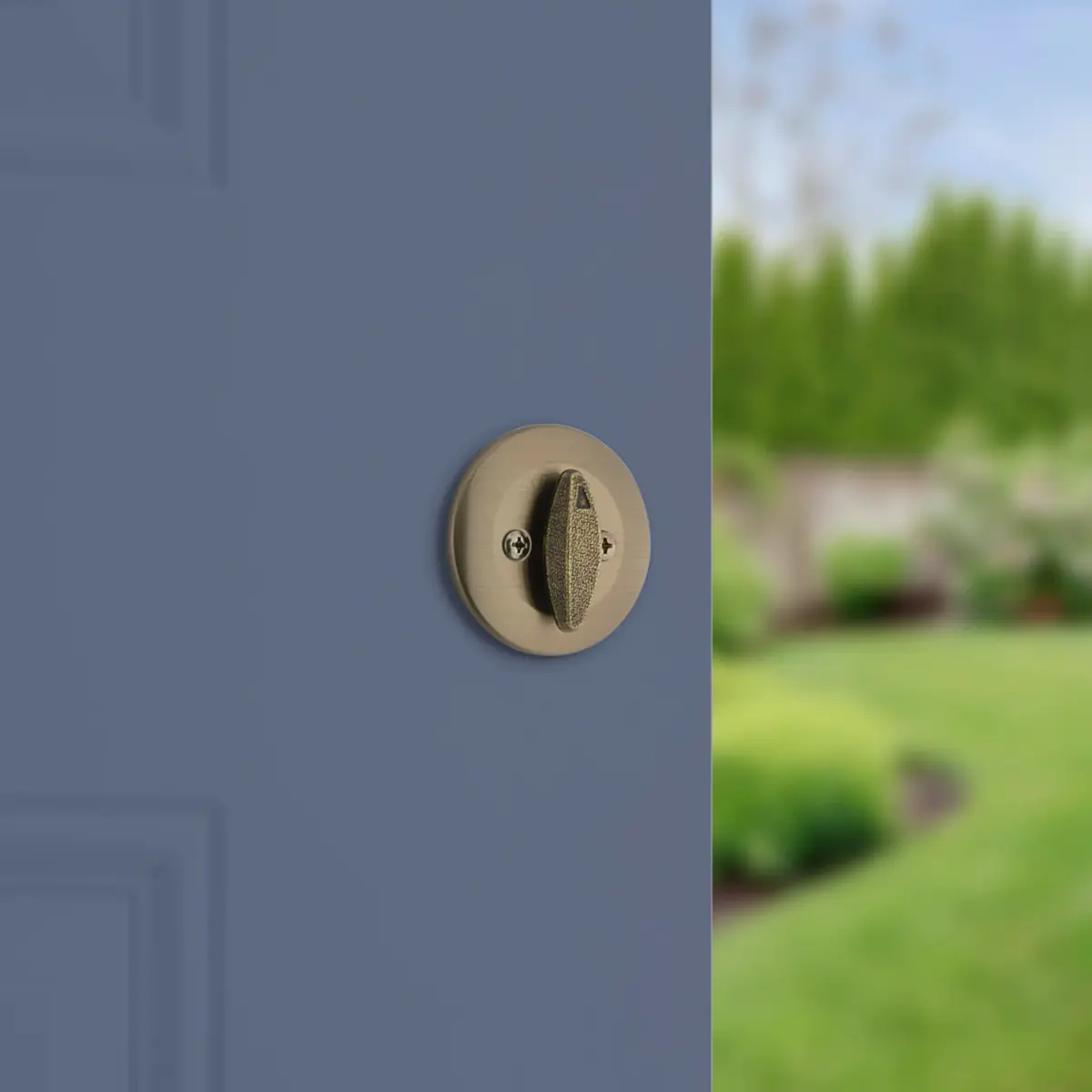 Kwikset 660 Single Cylinder Deadbolt, Antique Brass Round Exterior Keyed Entry - view 3