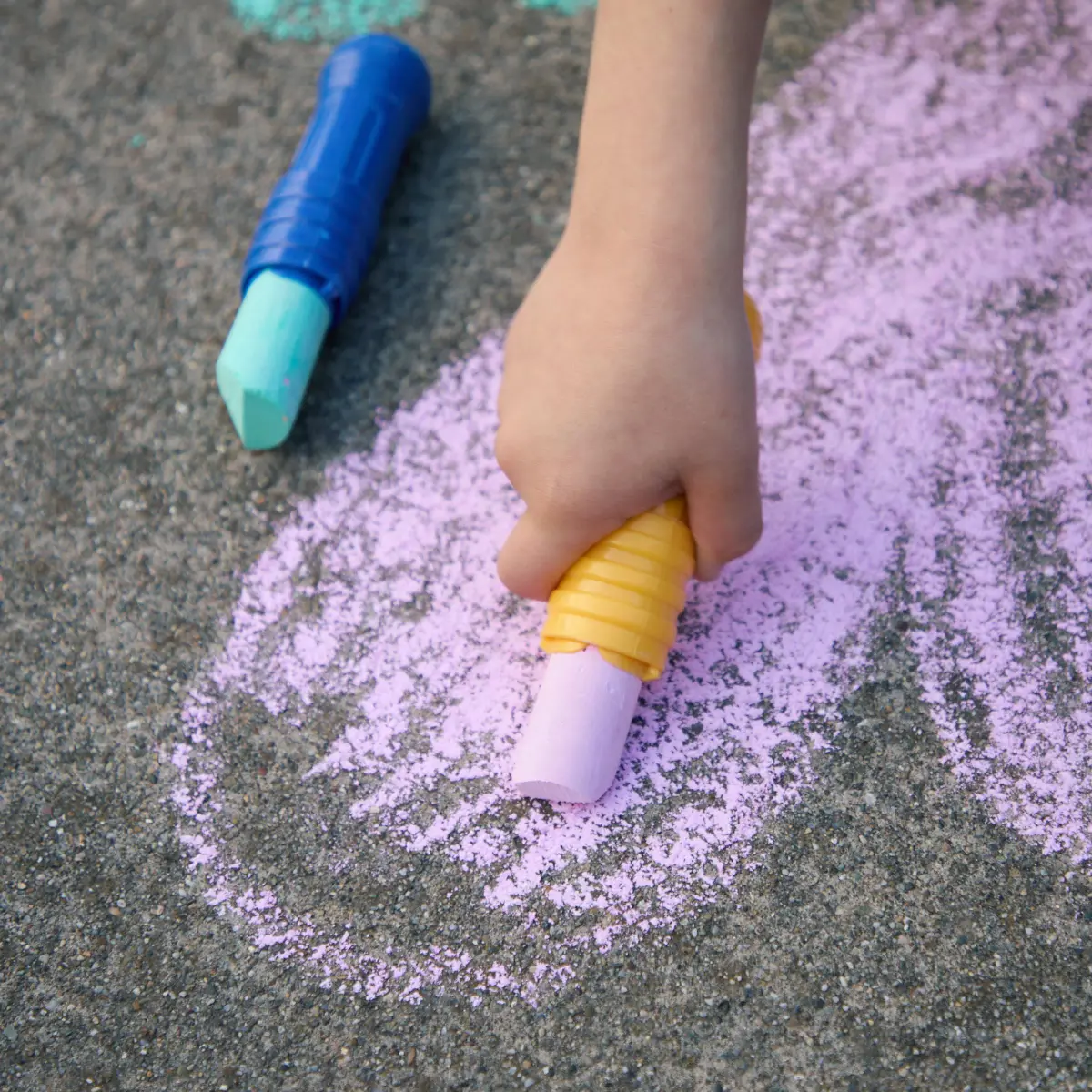 Colorations Dust-Lite Washable Sidewalk Chalk 50 Pieces + Jumbo Chalk Holder Set of 6 | Outdoor Art Kit for Kids, Washable Chalk with Grip Holders, Sidewalk Drawing Set - view 5