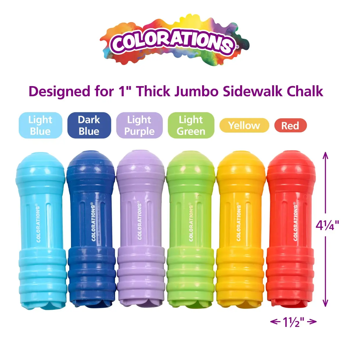 Colorations Dust-Lite Washable Sidewalk Chalk 50 Pieces + Jumbo Chalk Holder Set of 6 | Outdoor Art Kit for Kids, Washable Chalk with Grip Holders, Sidewalk Drawing Set - view 3