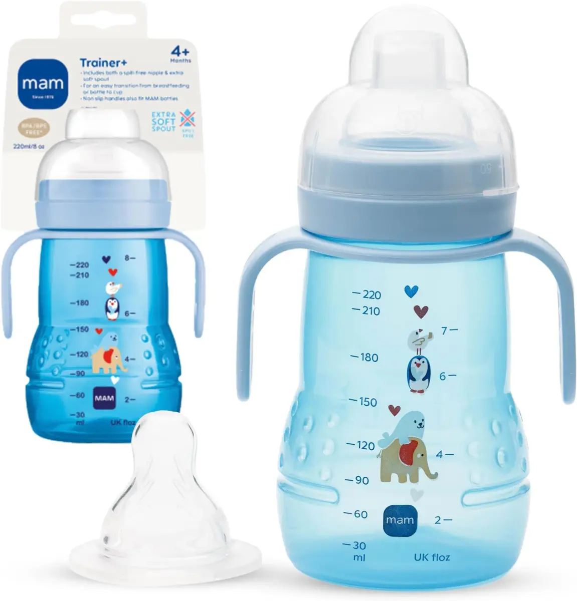 MAM Trainer Sippy Cup for Toddlers 1-3 Years, 237ml (8 oz) | Spill-Free & BPA-Free Drinking Cup with Non-Slip Handles - main product image