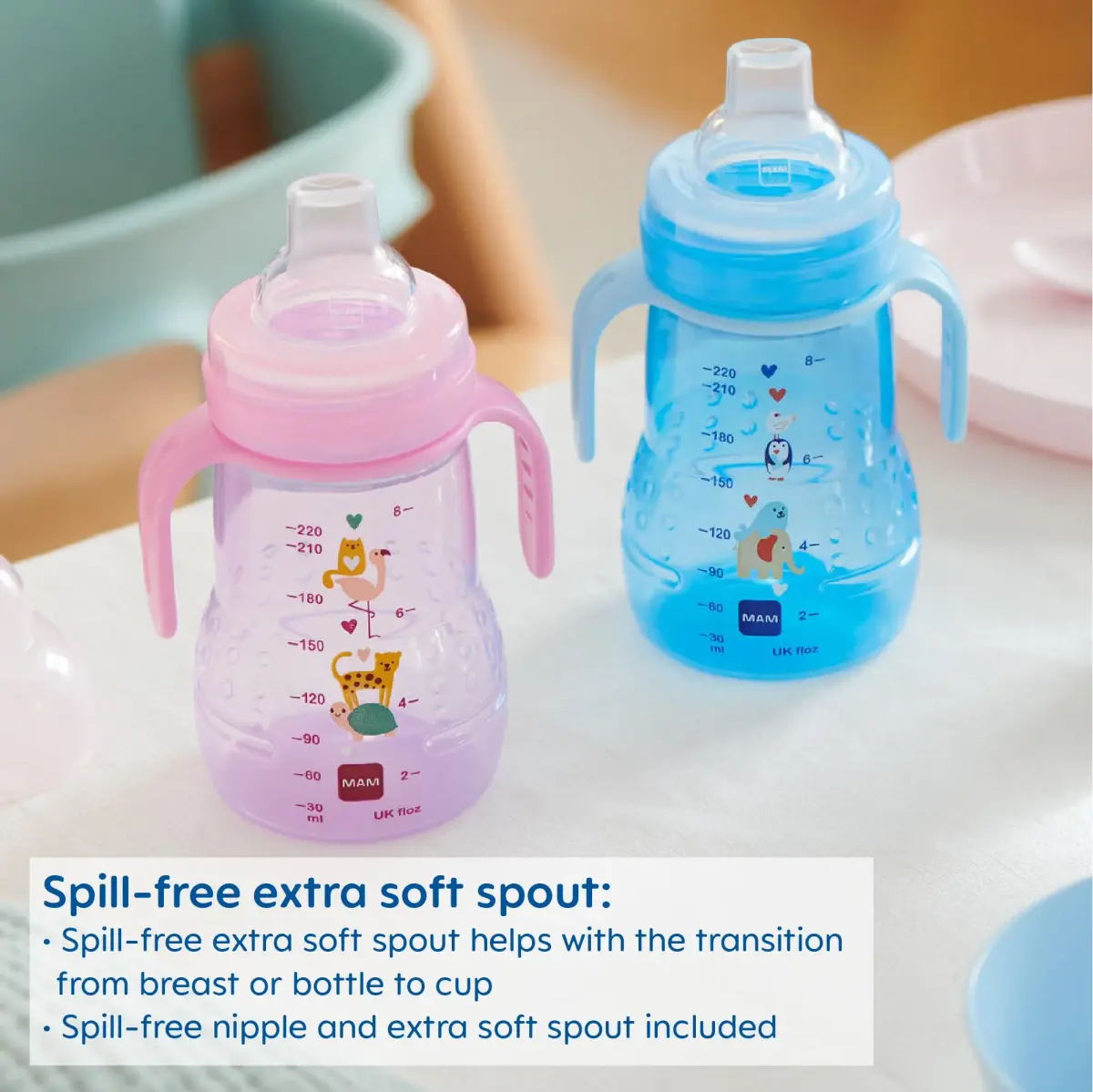 MAM Trainer Sippy Cup for Toddlers 1-3 Years, 237ml (8 oz) | Spill-Free & BPA-Free Drinking Cup with Non-Slip Handles - view 2
