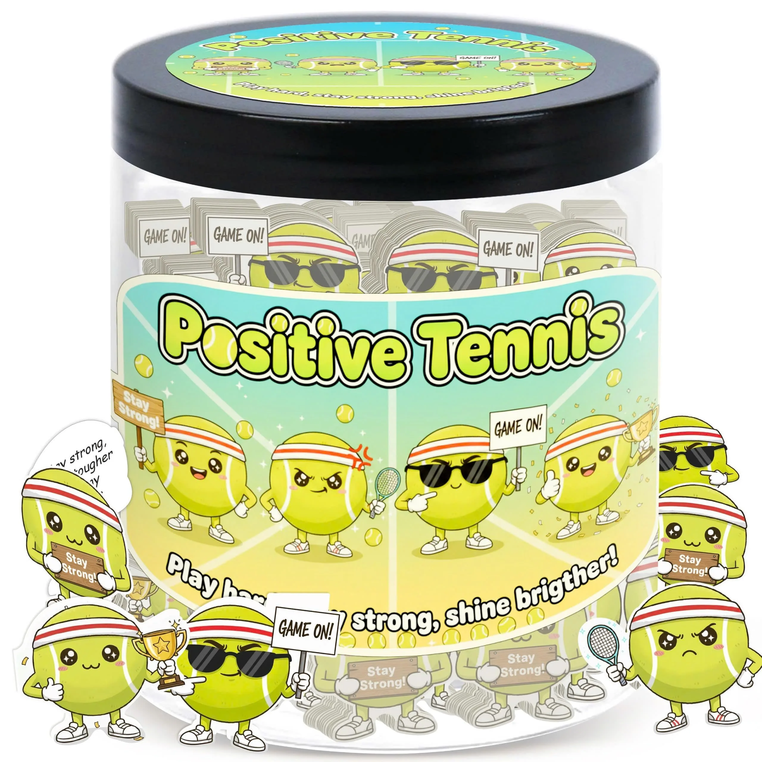 DEARMINE Positive Tennis Jar with 60 Affirmation Cards | Daily Encouragement & Focus - main product image