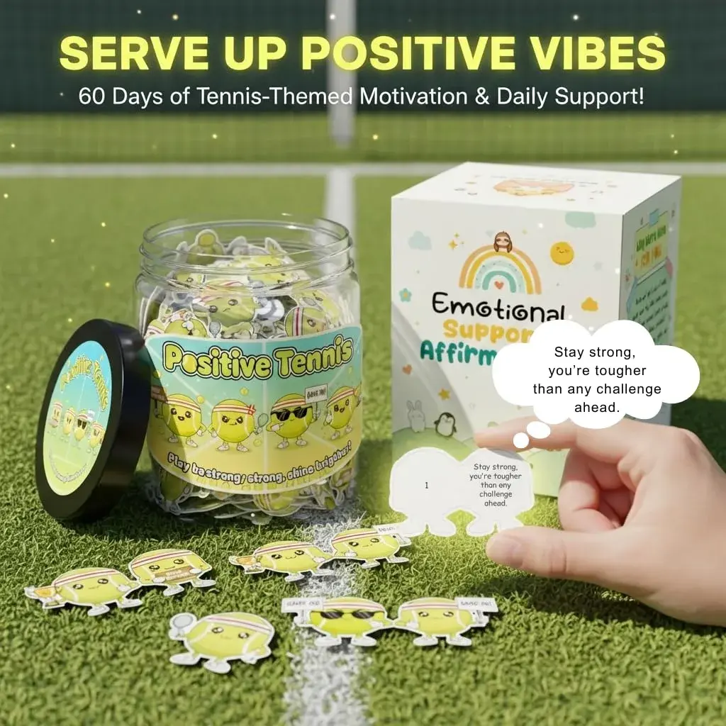 DEARMINE Positive Tennis Jar with 60 Affirmation Cards | Daily Encouragement & Focus - view 2
