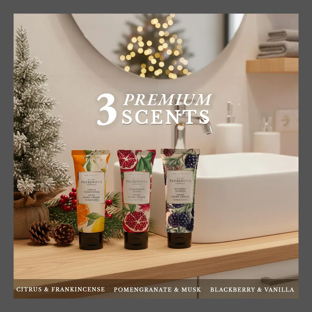 Pecksniff's Luxury Hand Cream – Moisturizing Skincare for Women & Men, 3x100ml | Enchanted Winter Scents - view 5