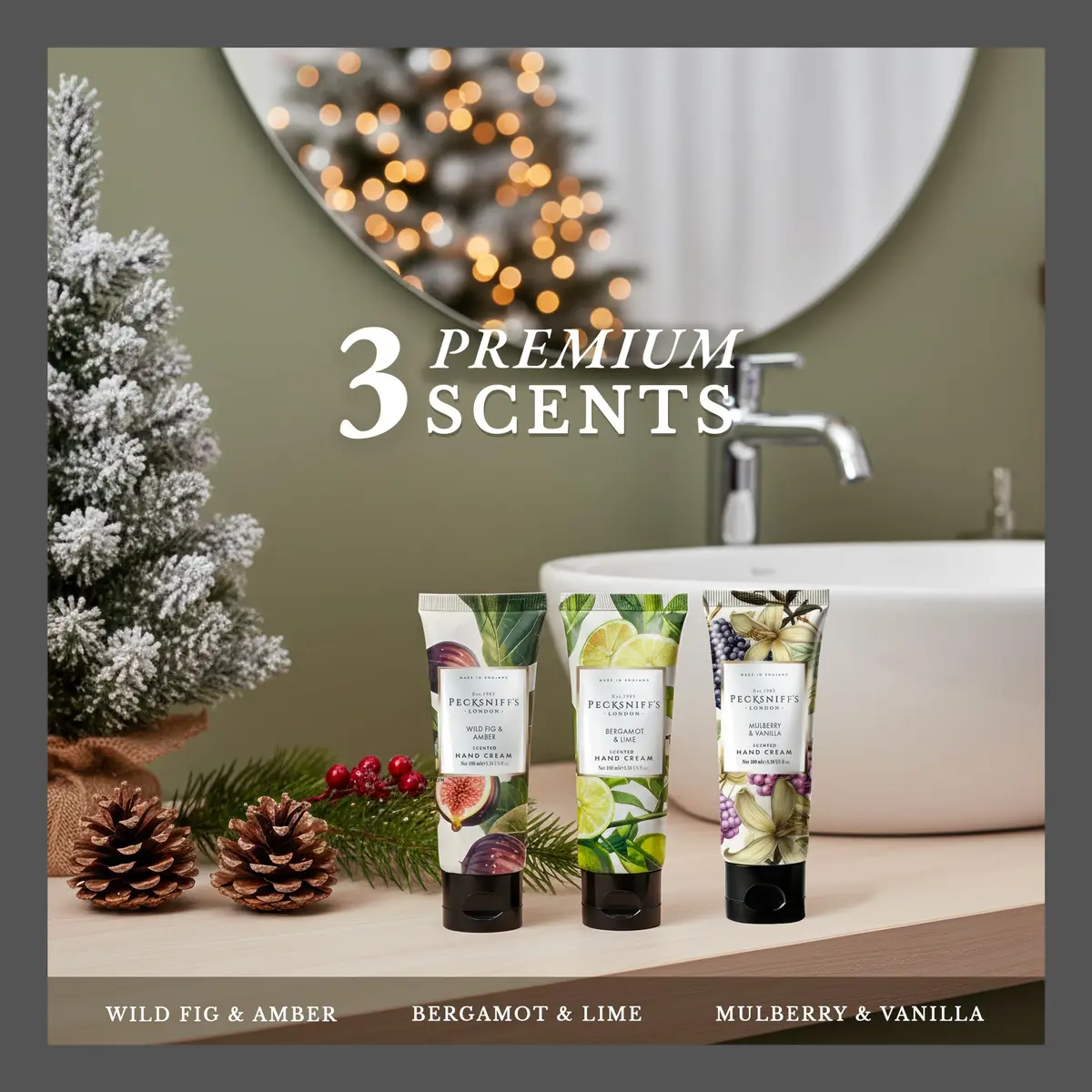 Pecksniff's Luxury Hand Cream Gift Set – Wildwood Collection, 3 x 100ml Moisturizers for Hands, Designed in England - view 5