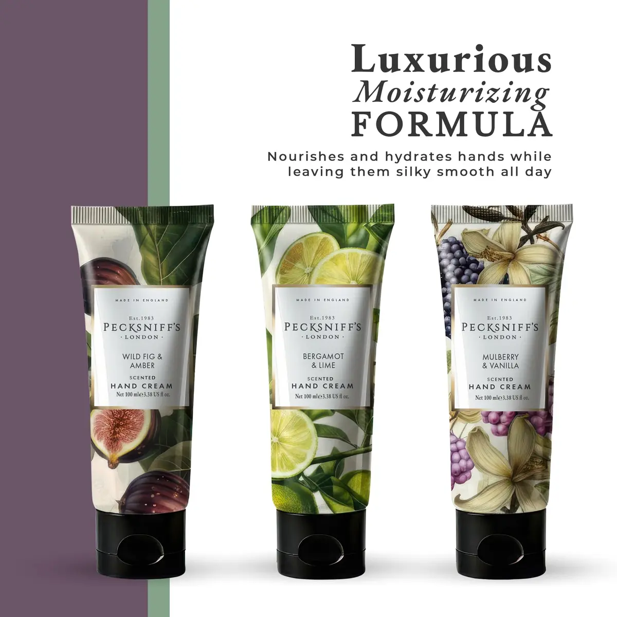 Pecksniff's Luxury Hand Cream Gift Set – Wildwood Collection, 3 x 100ml Moisturizers for Hands, Designed in England - view 3