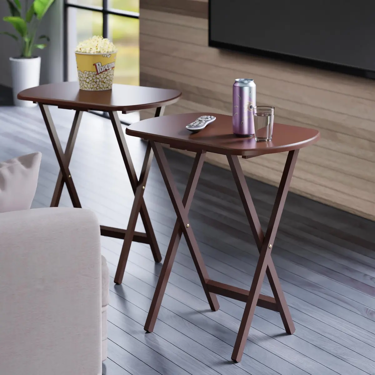Winsome Corbett Set of 2 Oversized Foldable Snack Tables | Space-Saving, Durable, Easy to Store (70-120 chars) - view 2