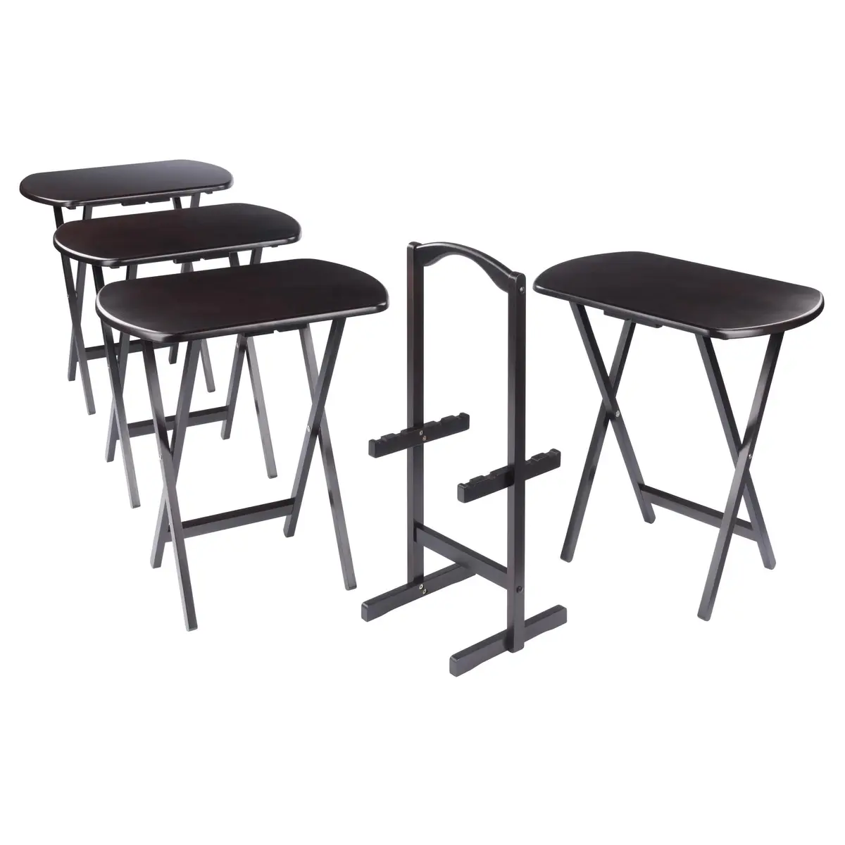 Winsome Corbett Set of 4 Oversized Foldable Snack Tables with Storage Rack | Space-Saving & Durable - view 4