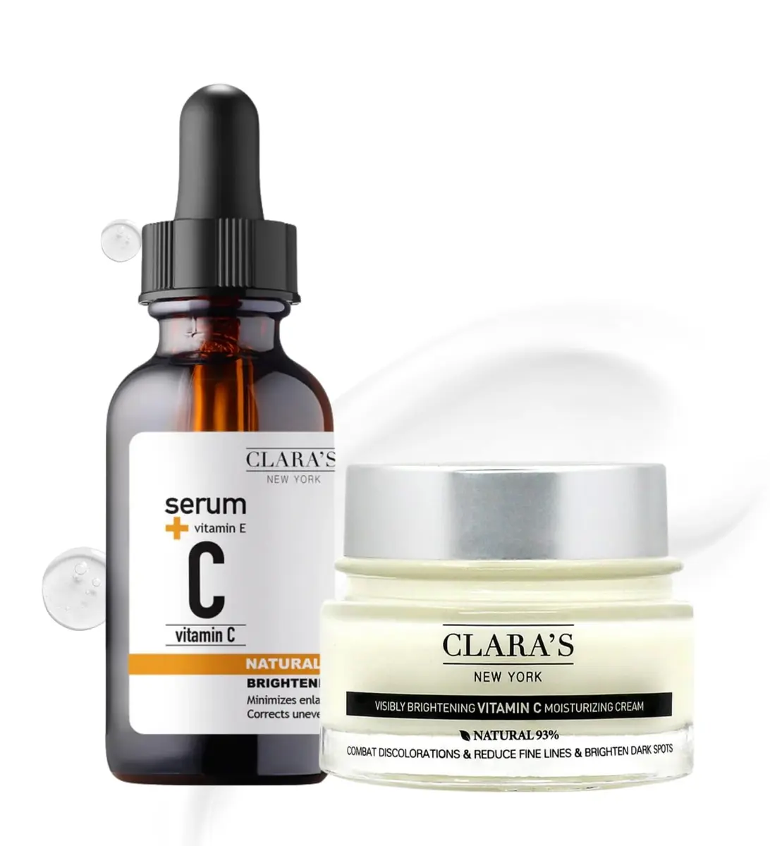 CLARA'S NEW YORK Vitamin C Serum & Moisturizing Cream Duo 1 fl oz & 50 ml | Hydrating & Nourishing Daily Skincare Set - main product image