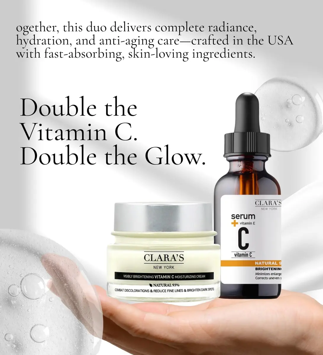 CLARA'S NEW YORK Vitamin C Serum & Moisturizing Cream Duo 1 fl oz & 50 ml | Hydrating & Nourishing Daily Skincare Set - view 2