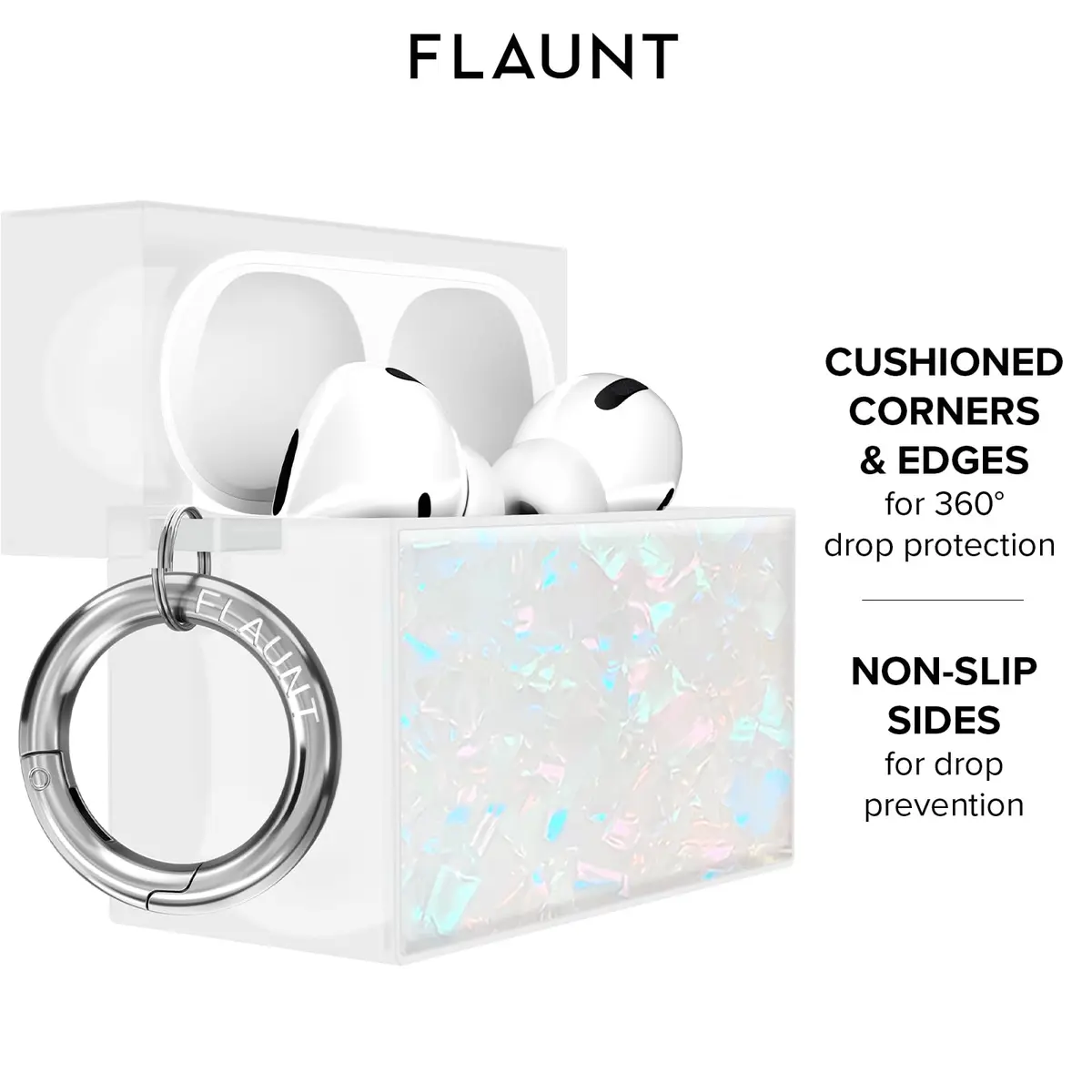 FLAUNT Official Square AirPods Pro 3 Case - Opal Shell | Shockproof & Wireless Charging - view 3