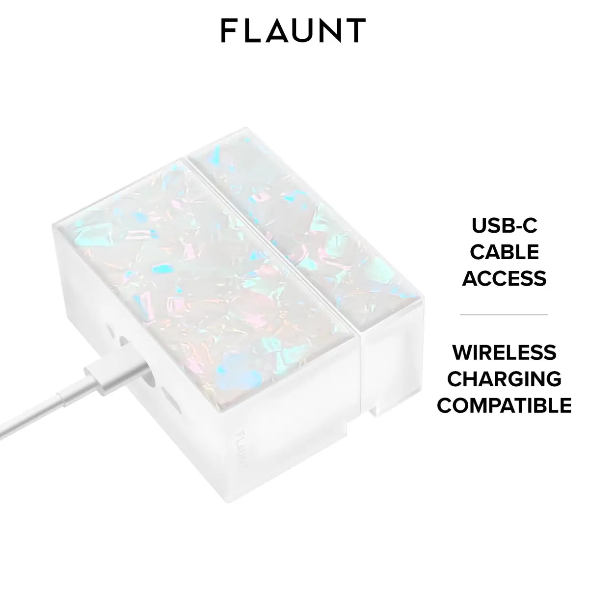 FLAUNT Official Square AirPods Pro 3 Case - Opal Shell | Shockproof & Wireless Charging - view 4