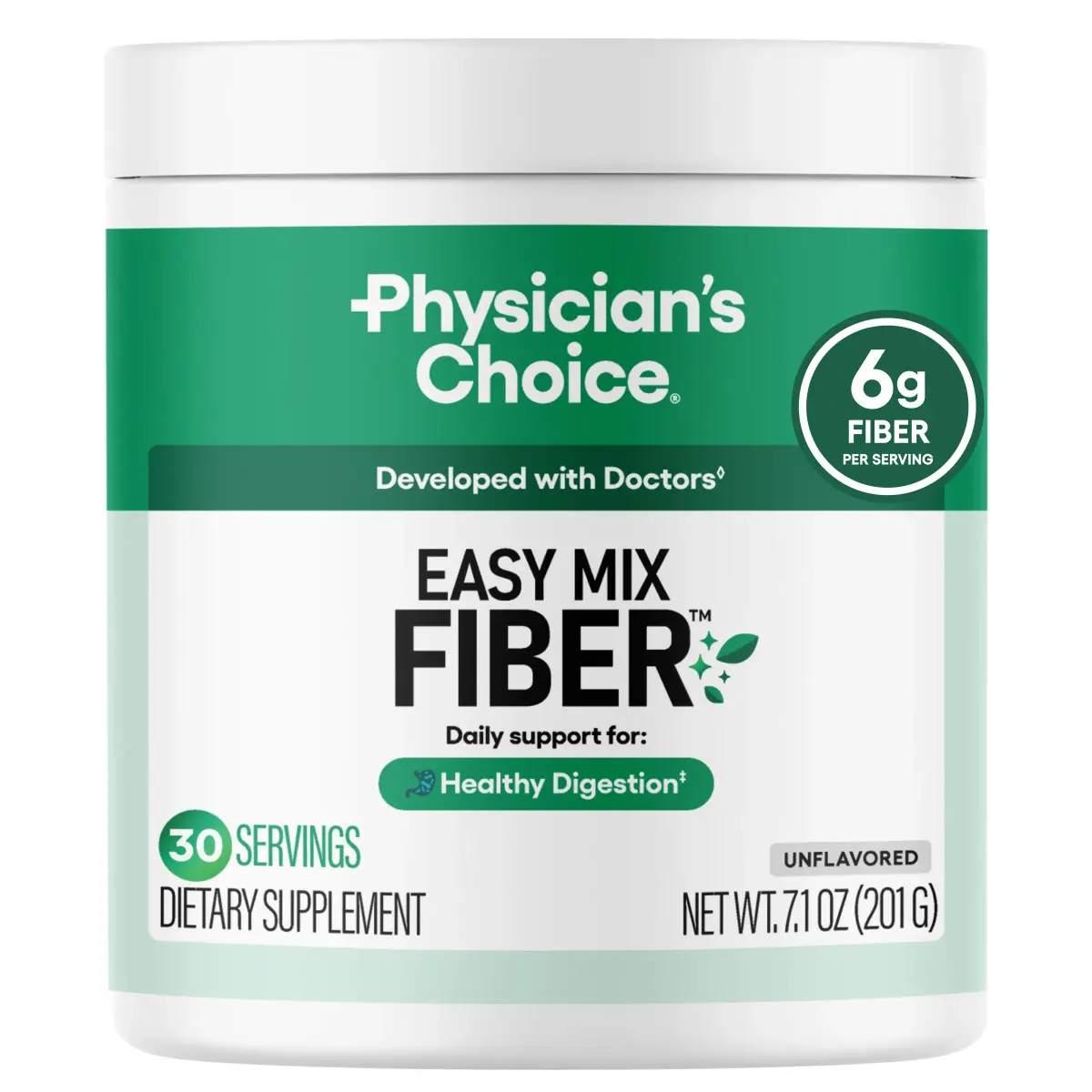 Physician's CHOICE Easy Mix Fiber Powder Supplement, 7.1oz | Supports Digestion & Regularity - main product image