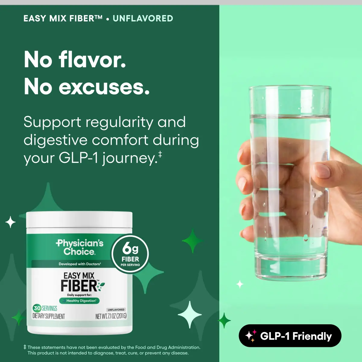 Physician's CHOICE Easy Mix Fiber Powder Supplement, 7.1oz | Supports Digestion & Regularity - view 3