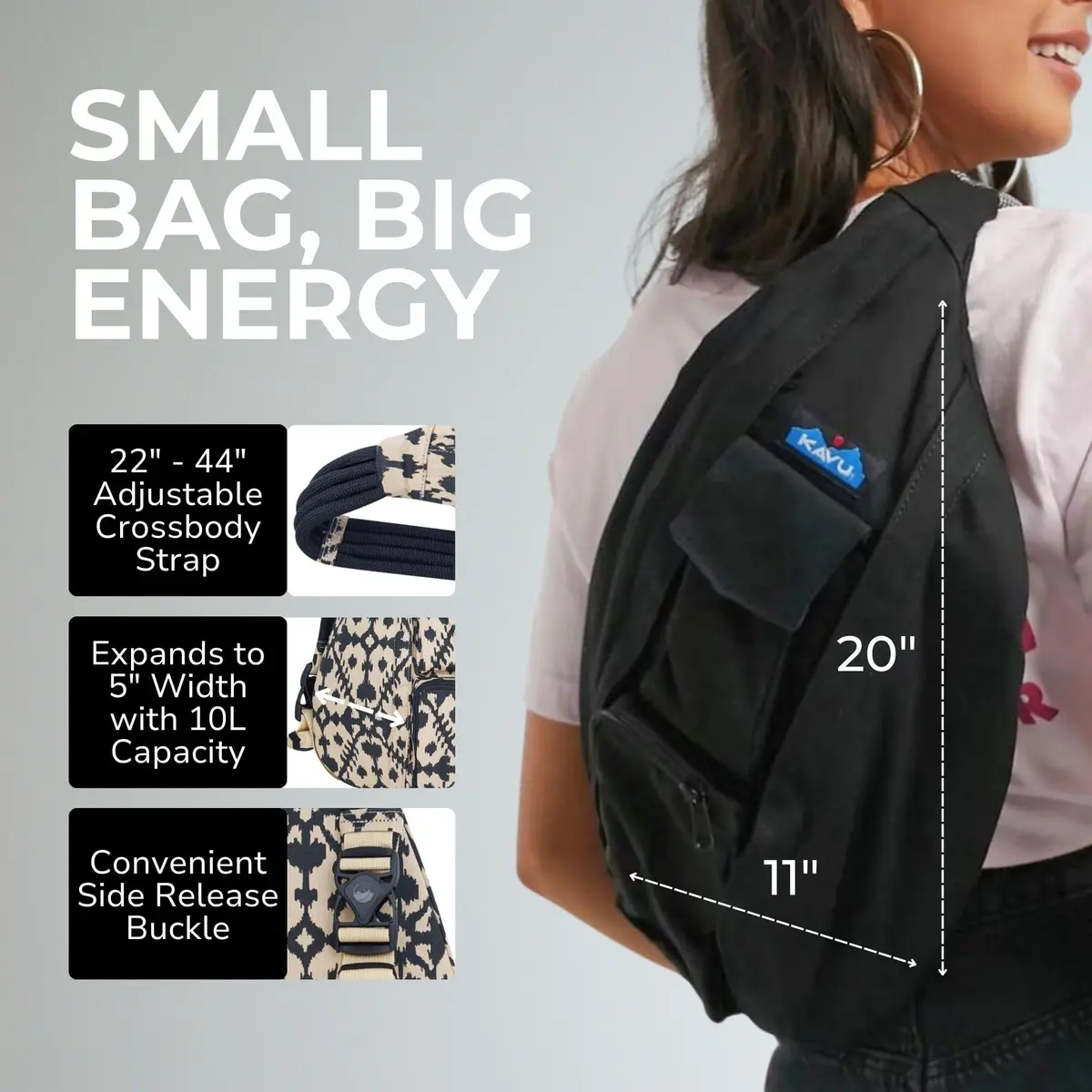 KAVU Original Rope Bag, Cotton Canvas Crossbody | Iconic 10L Travel & Lifestyle Sling - view 5